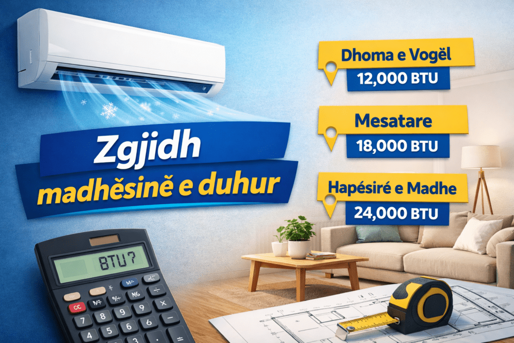 madhesia e kondicionerit btu sipas dhomes