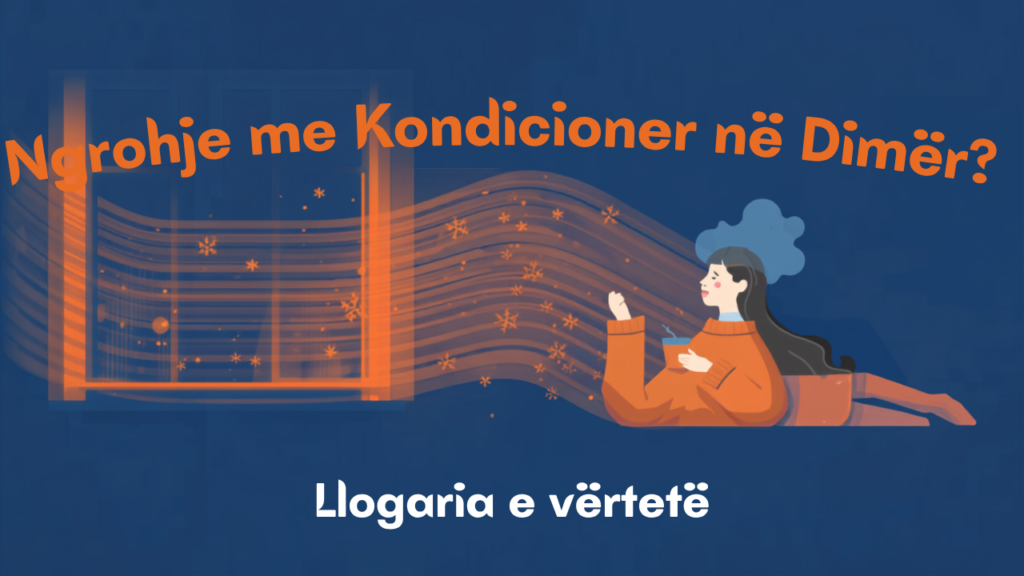 Dhomë e ngrohtë në dimër me kondicioner që ngroh ajrin